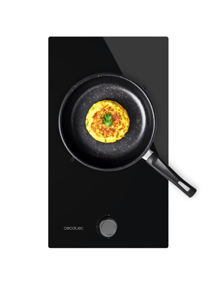 Cecotec Bolero Squad G 1200S Glass Black Cocina de Gas Encastrable - 1 Quemador - Acabado en Cristal Noir - 3.5kW - Parrillas de