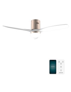 Cecotec EnergySilence Aero 5600 Aqua GoldWhite Connected Ventilateur de Techo Avec 3 Aspas et Luz - 40W - Diametro de 52" - LED 