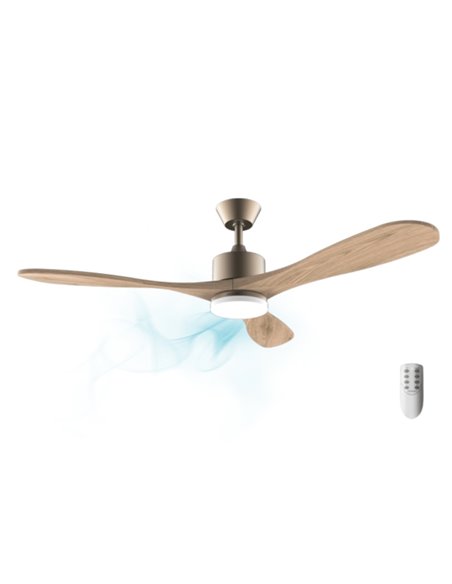 Cecotec EnergySilence Aero 5290 Golden Pro Ventilateur de Techo Avec 3 Aspas et Luz - 50W - Diametro de 52" - LED Regulable - Ré