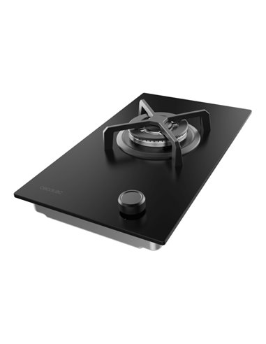 Cecotec Bolero Squad G 1400S Nano Glass Cocina de Gas Encastrable - 1 Quemador - Acabado en Cristal Noir - 3.4kW - Parrillas de 