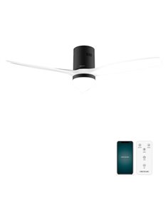 Cecotec EnergySilence Aero 5600 Aqua BlackandWhite Connected Ventilateur de Techo Avec 3 Aspas et Luz LED - 40W - Diametro de 52