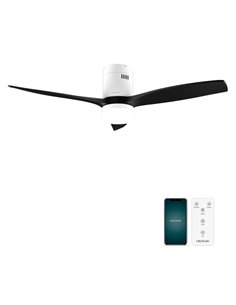 Cecotec EnergySilence Aero 5600 Aqua WhiteandBlack Connected Ventilateur de Techo Avec 3 Aspas et Luz - 40W - Diametro de 132cm 