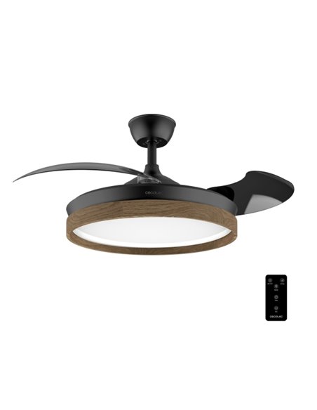 Cecotec EnergySilence Aero 4320 Invisible WoodandBlack Ventilateur de Techo Avec Luz LED Regulable - 35W - 6 Velocidades - Aspas