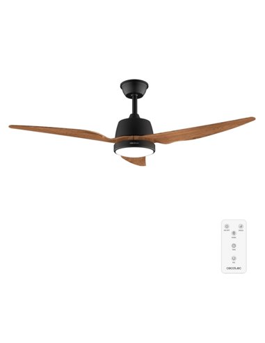 Cecotec EnergySilence Aero 5250 BlackWood Ventilateur de Techo Avec 3 Aspas et Luz Integrada - 62W - Diametro de 48" - LED - 3 V