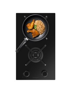 Cecotec Bolero Squad G 2400S Nano Glass Cocina de Gas Encastrable - 2 Quemadores - Acabado en Cristal Noir - 5.2kW - Parrillas d