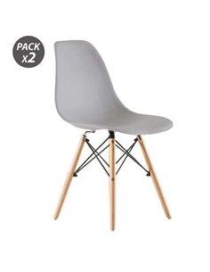 Muvip Pack 2 Sillas Design D100 - Patas Macizas de Bois - Couleur Gris