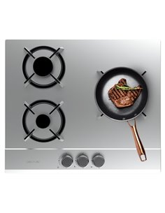 Cecotec Bolero Squad G 3200S Inox Cocina de Gas Encastrable - 3 Quemadores - Acier Inoxydable - 6.25kW - Parrillas de Hierro Fun