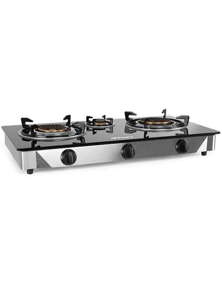 Orbegozo FO 3520 Hornillo à Gas Elegance - Encendido Piezoelectrico - 2 Quemadores de Triple Corona - Sécurité FFD - Acier Inoxy