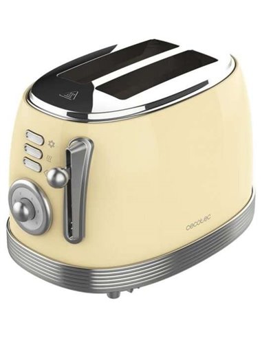 Cecotec Toast & Taste 800 Vintage Light Yellow Tostadora Electrica 850W - 6 Niveles - 2 Ranuras Cortas Extraanchas - Capacité Po