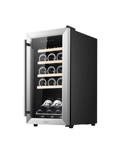 Cecotec Bolero GrandSommelier 1550 Inox Compressor Vinoteca Pour 15 Botellas - Silencioso 39dB - Temperatura Regulable - Compres