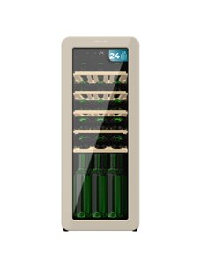 Cecotec Bolero GrandSommelier Origin 24 Hit Beige Vinoteca Pour 24 Botellas - Luz LED - Temperatura Regulable - Estilo Retro - V