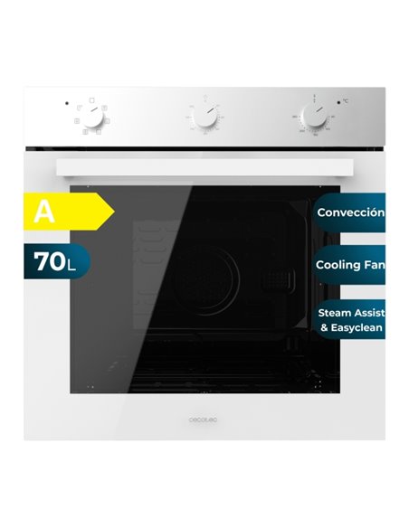 Cecotec Bolero Hexa M236000 Glass White Time À Horno Multifuncion Integrable - Potencia 2800W - Capacité 70L - Puerta Triple de 