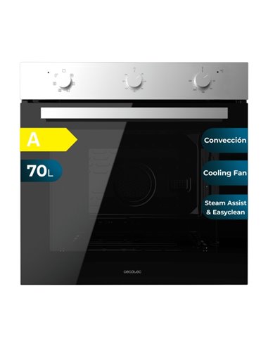 Cecotec Bolero Hexa M236000 Inox Time À Horno Multifuncion Integrable - Potencia 2800W - Capacité 70L - Puerta Triple de Cristal
