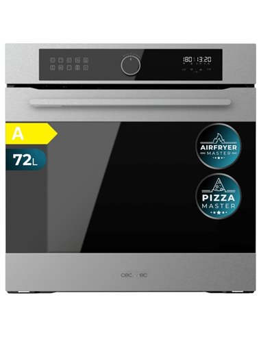 Cecotec Bolero Hexa AF316000 Inox À Horno Integrable - Capacité 72L - Temperatura Regulable - Piedra Pour Pizzas de 35cm - Guias