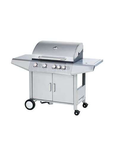Muvip Barbacoa Gas Inox 5 Fuegos - Estructura Acier Inoxydable - 4 Fuegos Centrales + 1 Fuego Latéral - Rejillas Esmaltadas - Ba