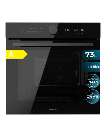 Cecotec Bolero Hexa P516000 Glass Black À Horno Pirolitico Integrable - 3250W - Capacité 73L - Piedra Pour Pizzas de 35cm - Puer