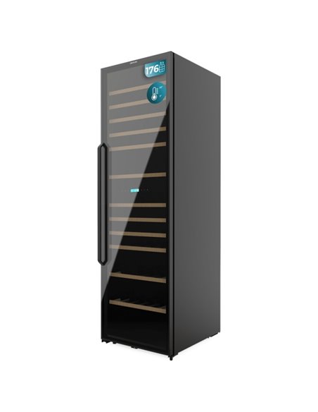 Cecotec Bolero GrandSommelier Duo 176000 Black Vinoteca Pour 176 Botellas - Luz LED - Temperatura Regulable - Double Zona - Écra