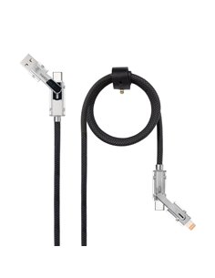 Nanocable Câble USB-C 4 en 1 - Supporte jusqu'à 27W - Longueur 1m - Adaptateur USB-À et Lightning Intégré - Indicateur LED - Cot