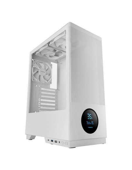 Tacens Sagitta20 Torre ATX - Écran de Monitoreo Intégré - 3 Ventiladores de 120mm - Ventana de Cristal Tempado - Malla Antipolvo