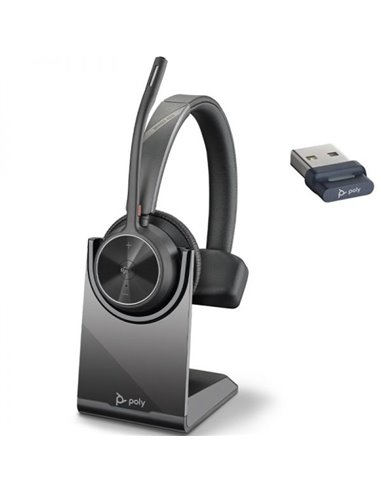 HP Poly Voyager 4310 Auricular Monoaural Avec Microfono Avec Base de Charge - Bluetooth 5.2 - Dongle USB-À - Couleur Noir