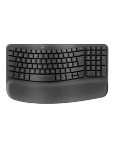 Logitech Wave Keys for Business Clavier Ergonomique Inalambrico - Design Ondulado Avec Reposamanos Acolchado – Conectividad Logi