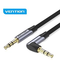 Vention Câble Auxiliar Estereo - Angulo de 90° - Chapado en Oro - Conductor de Cobre Esmaltado - Revestimiento de Aleacion de Al