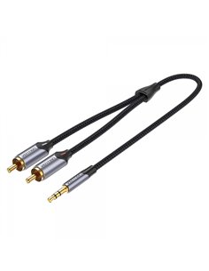 Vention Câble Estereo Jack 3.5 Mâle à 2x RCA Mâle - 2m - Couleur Gris