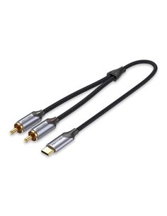 Vention Câble Adaptateur de Audio - Longueur 0.5m - USB-C Mâle - 2xRCA Mâle - Aluminium - Conectores Chapados en Oro - 29 AWG - 