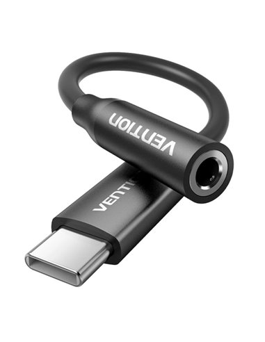 Vention Adapatador de Audio DAC - Jack 3.5mm Femelle - USB-C Mâle - Câble 10cm - Aluminium - 29 AWG - Couleur Noir