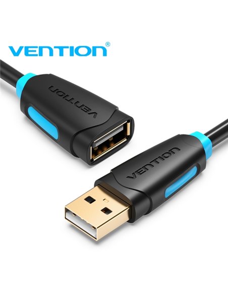 Vention Câble Extension USB 2.0 - Contactos Dorados - Transmision 0.48Gbps - Aislamiento PVC - Couleur Noir