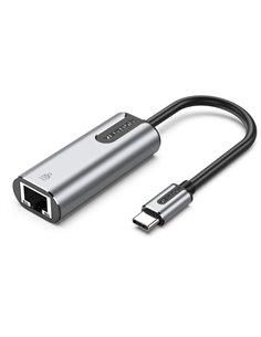 Vention Conversor USB-C à Ethernet - Câble de 15cm - Vitesse Jusqu'à 1Gbps - Carcasa de Aluminium - Couleur Gris