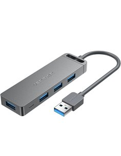 Vention Hub USB 5 en 1 - 4xUSB-À - Micro-USB - Câble USB-À - Vitesse Jusqu'à 5Gbps - Couleur Gris