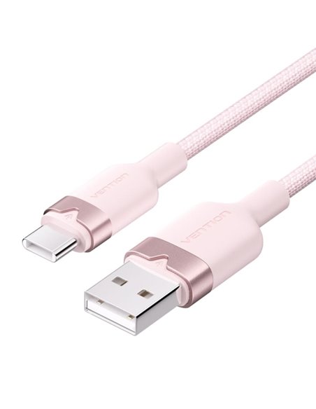Vention Câble USB-C 2.0 à USB-À 3A 60W - 2m - Tressé - Couleur Rose