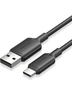 Vention Câble USB 2.0 - Potencia Jusqu'à 60W - Longueur 1m - USB-À - USB-C - Vitesse Jusqu'à 480Mbps - Couleur Noir