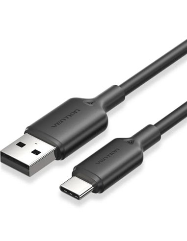 Vention Câble USB 2.0 - Potencia Jusqu'à 60W - Longueur 1m - USB-À - USB-C - Vitesse Jusqu'à 480Mbps - Couleur Noir