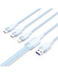 Vention Câble USB-À 2.0 à USB-C, Lightning, Micro-B 6A - 1.5m - Tressé - Couleur Bleu