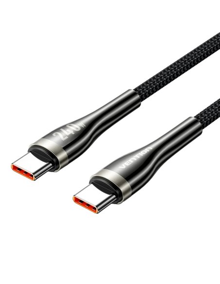 Vention Câble USB-C - Potencia Jusqu'à 240W - Longueur 1.2m - Vitesse Jusqu'à 480Mbps - Recubrimiento de Nailon Tressé - Chip E-