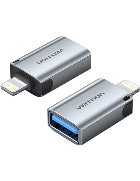 Vention Adapatador Pour Apple - Lightning Mâle - USB-À Femelle - Funcion OTG - Aluminium - Couleur Gris