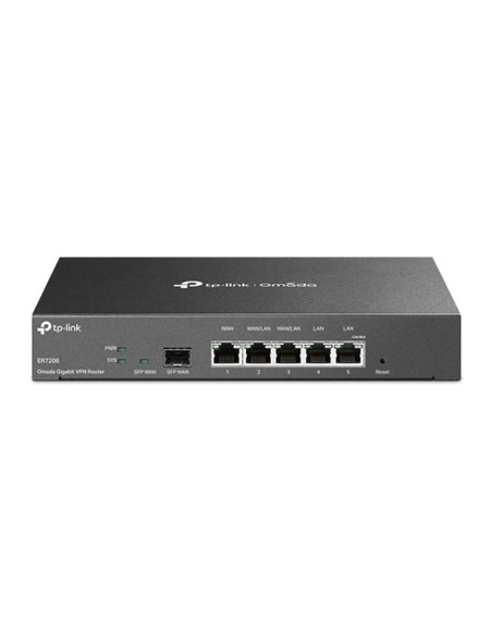 TP-Link Omada ER7206 Router - VPN - 4x1Gbps WAN/LAN - 1Gbps WAN - 1Gbps SFP - USB 3.0 - Balanceo de Charge - Gestion Centralizad