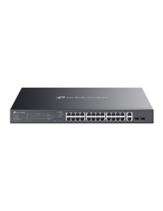 TP-Link Omada ES228GMP Switch 28 Puertos - Gestionado - 24xRJ45 PoE+ 1Gbps - 2xRJ45 1Gbps - 2xSFP - Supporte QOS - 2 Ventiladore