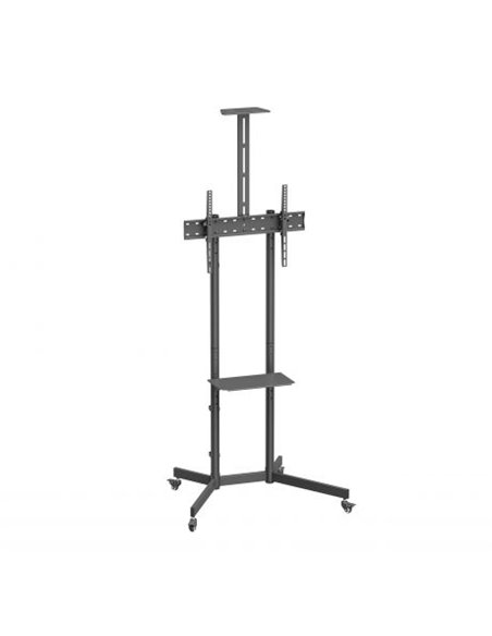 Ewent Support de Suelo Avec Ruedas Pour Pantallas 37"-70" - Bloqueo de Ruedas - Bandejas - Peso Max 50Kg - VESA 600X400mm - Coul