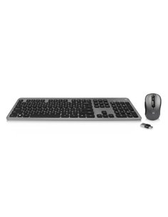 Ewent Pack Clavier + Souris Inalambrico Pour Bureau - Receptor USB-À 2.4Hz - 1600dpi - Disposicion Inglesa QWERTY US - Comprend 