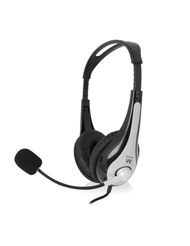 Ewent Écouteurs Estereo - Microfono Intégré - 2x Jack de 3.5mm - Câble Tressé de Nailon de 2m - Couleur Noir/Gris