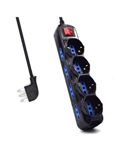 Ewent Regleta Avec 12 Tomas - 8 Tomas L + 4 Tomas L/F (Schuko) - Interruptor On/Off - Protection Infantil - Enchufe Italiano Pla