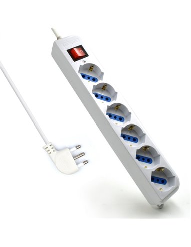 Ewent Regleta Avec 6 Tomas Tipo L/F (Schuko) de 10/16A - Interruptor On/Off - Protection contra Sobretensiones - Enchufe Italian