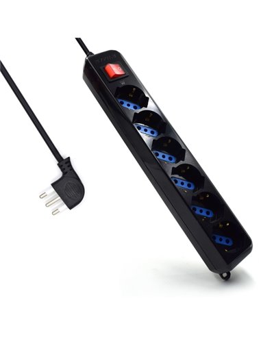 Ewent Regleta Avec 6 Tomas Tipo L/F (Schuko) de 10/16A - Interruptor On/Off - Protection contra Sobretensiones - Protection Infa