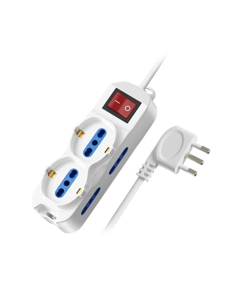 Ewent Regleta Avec 6 Tomas - 4 Tomas L + 2 Tomas L/F (Schuko) - Interruptor On/Off - Protection Infantil - Enchufe Italiano Plan
