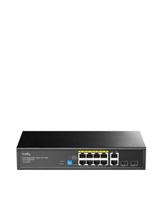 Cudy Switch 12 Puertos - Capacité Conmutacion 24Gbps - 8x RJ45 PoE+ - 2x RJ45 GbE - 2x Gigabit SFP - Reinicio Automatico - Indic