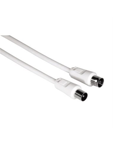Hama Câble Coaxial de Antena - Longueur 3m - Coaxial Mâle - Conector F Mâle - Couleur Blanc