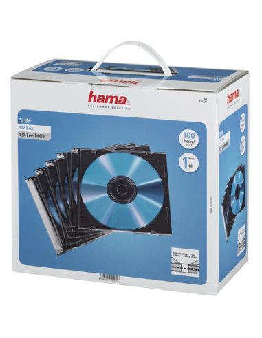 Hama Pack de 100 Cajas Vacias Pour CD/DVD - Poliestireno - 12.5x14.2x0.52cm - Couleur Noir